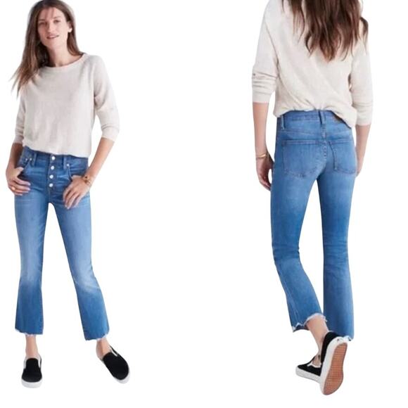 Madewell Jeans ALTERED Cali Demi Boot Chewed Hem Button Fly Style G0997 NO SIZE - Picture 1 of 11